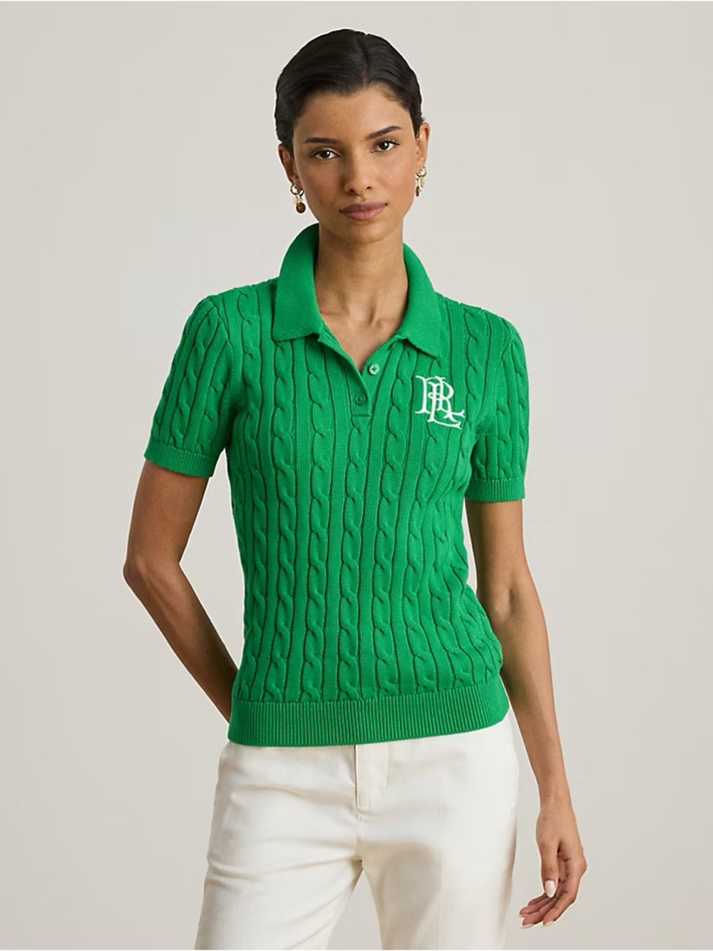 Lauren Ralph Lauren Cable Knitted Polo Jumper